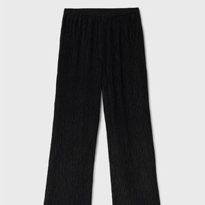 Silk Laundry Crinkle Flare Pants Black